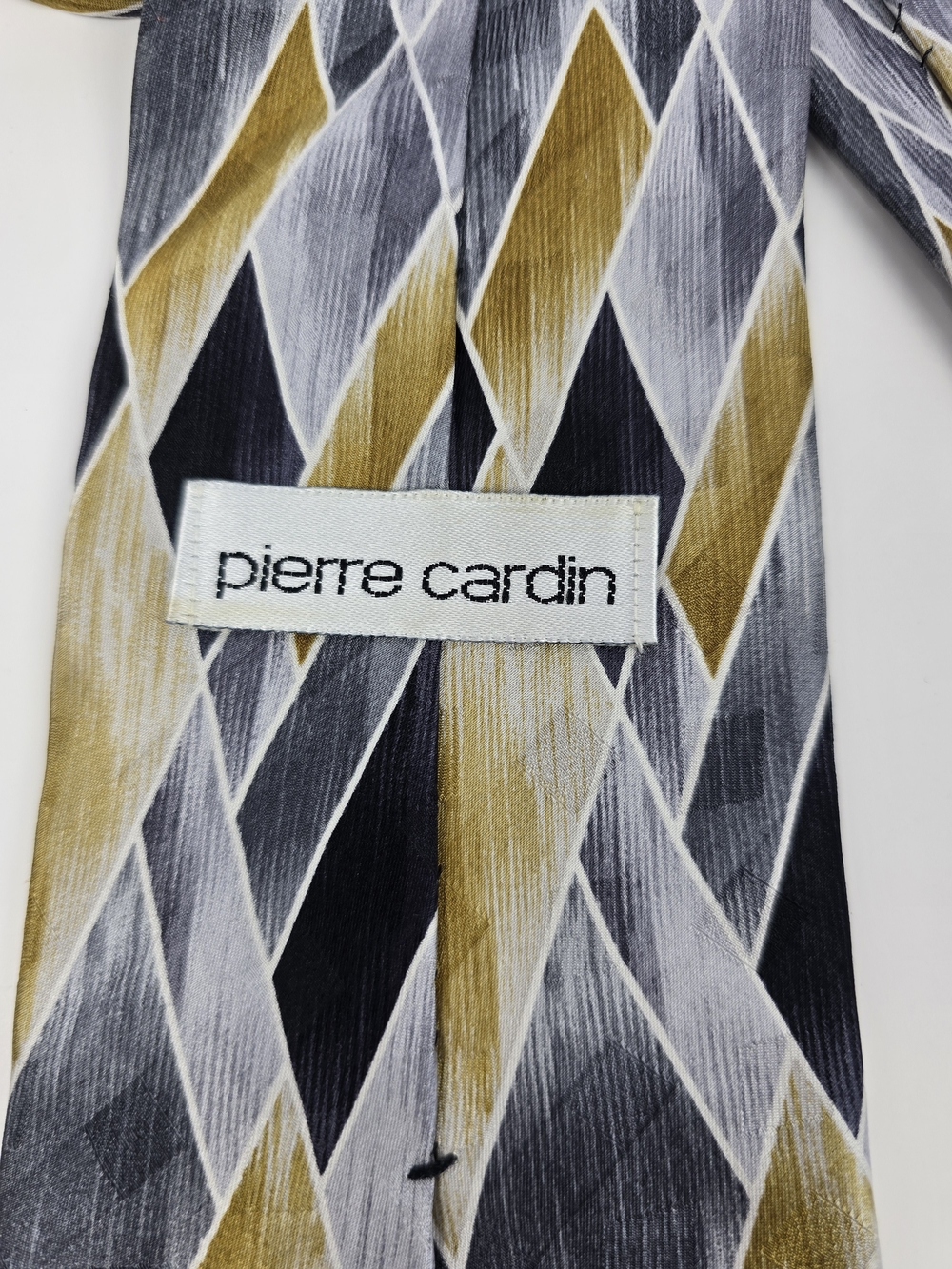 Pierre Cardin Geometric Silk Tie in Gold, Gray & Black